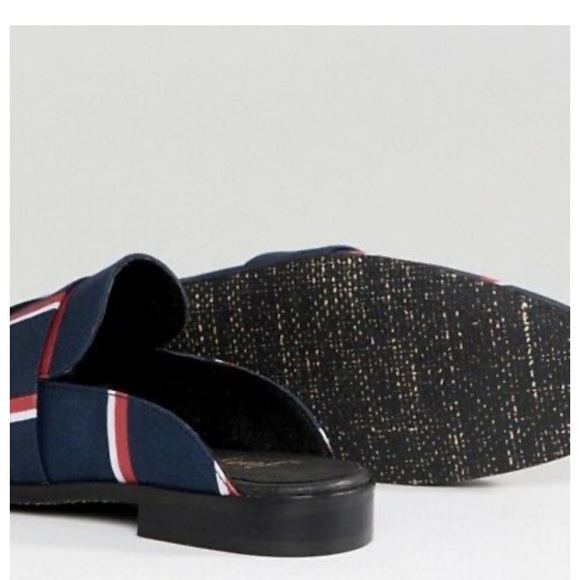 FREE PEOPLE Women At Ease Navy & Red Stripe Brocade Mule Slide Loafer 6-6.5 / 38 - Picture 6 of 10